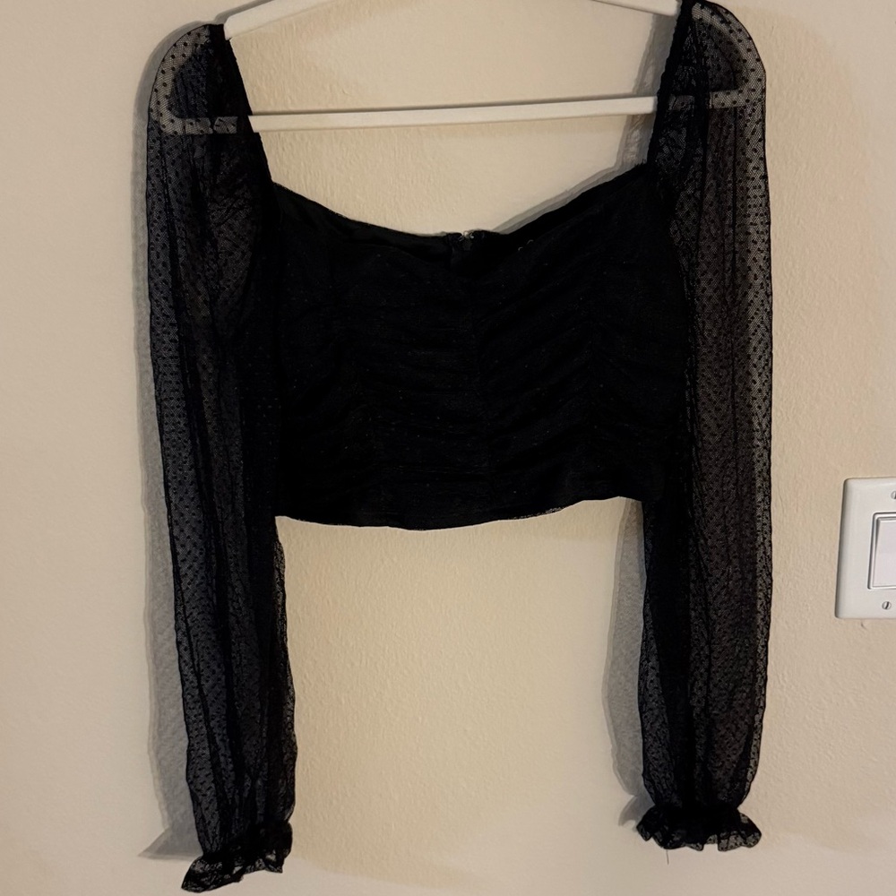 Windsor Black Sheer Long Sleeve Blouse